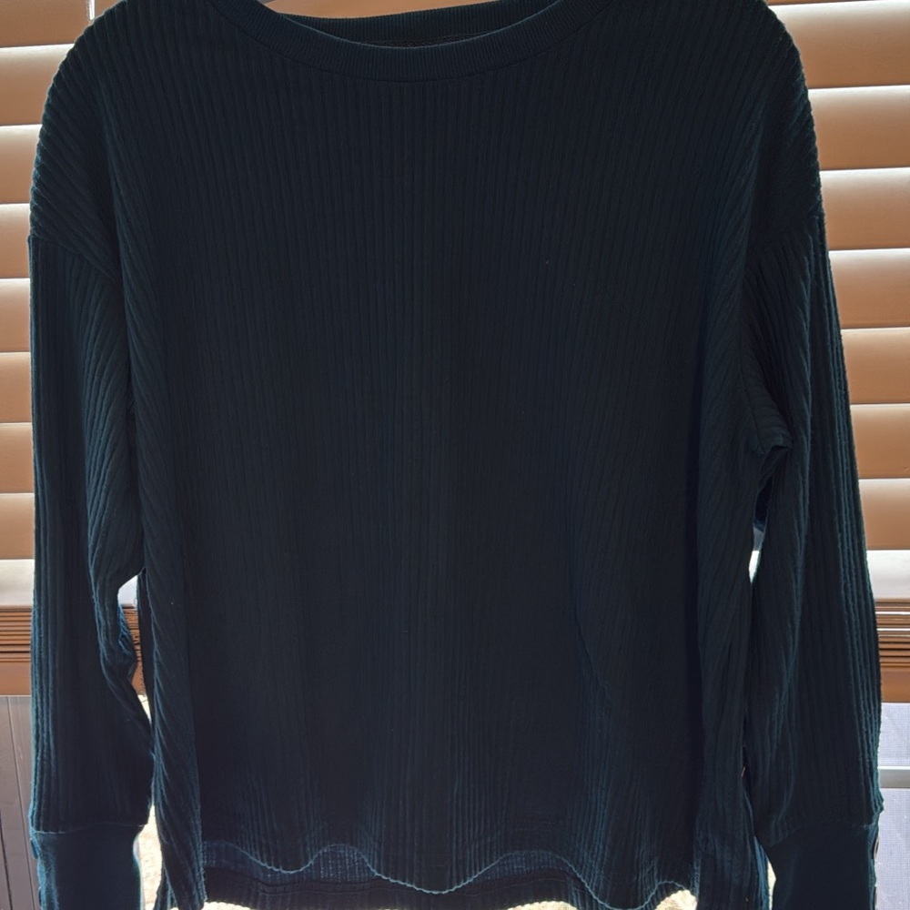 Classic Ribbed Long-Sleeve Top - Blue